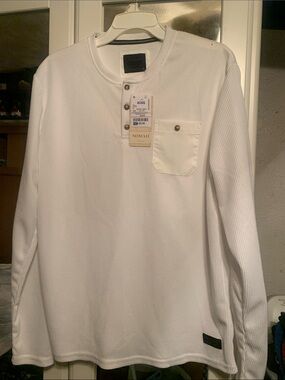 Nomad White Men's Waffle-Knit Henley Long Sleeve